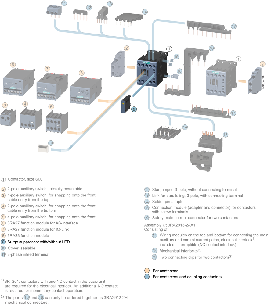 3RT2916-1LP00 Omezovač přepětí, odrušovací dioda s LED, DC150-250V