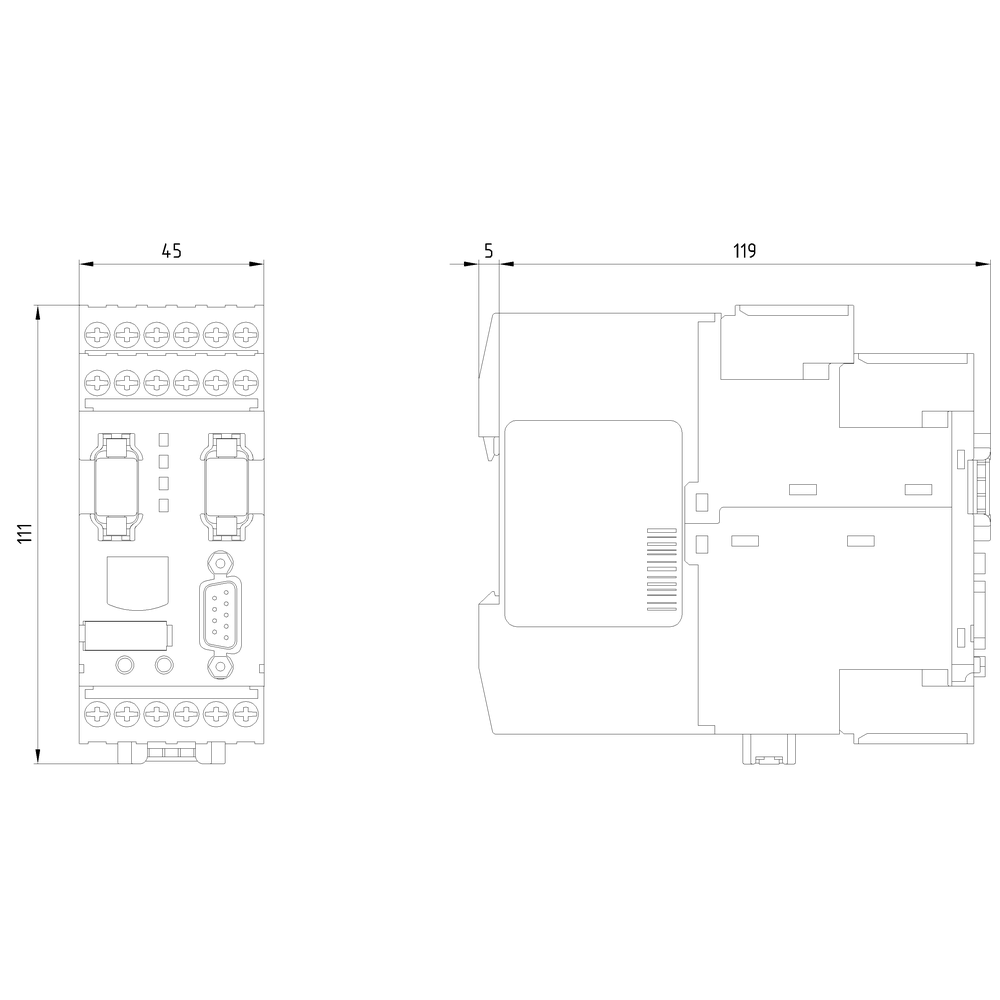 Interfaceový modul, PROFIBUS, max. 12 Mbit/s, 45 mm, šroubová svorka