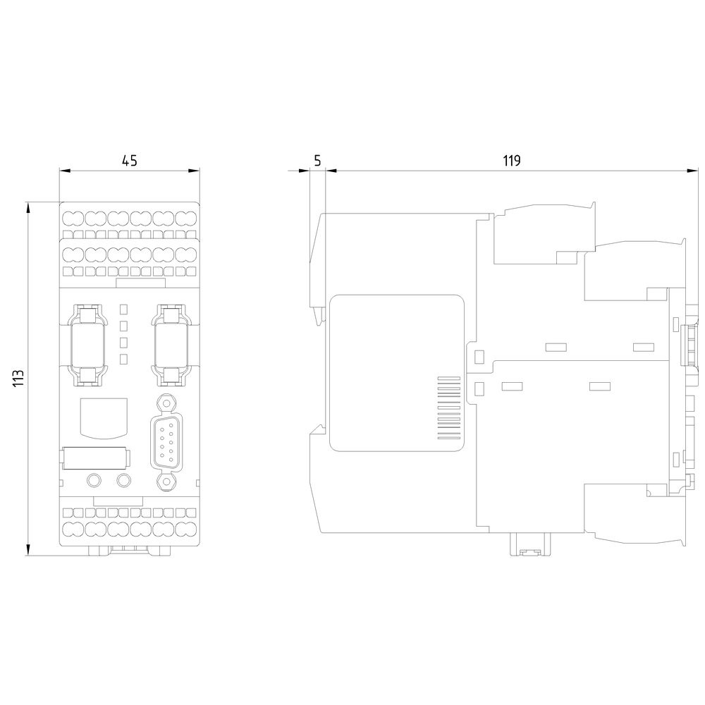 Interfaceový modul, PROFIBUS, max. 12 Mbit/s, 45 mm, pružinová svorka