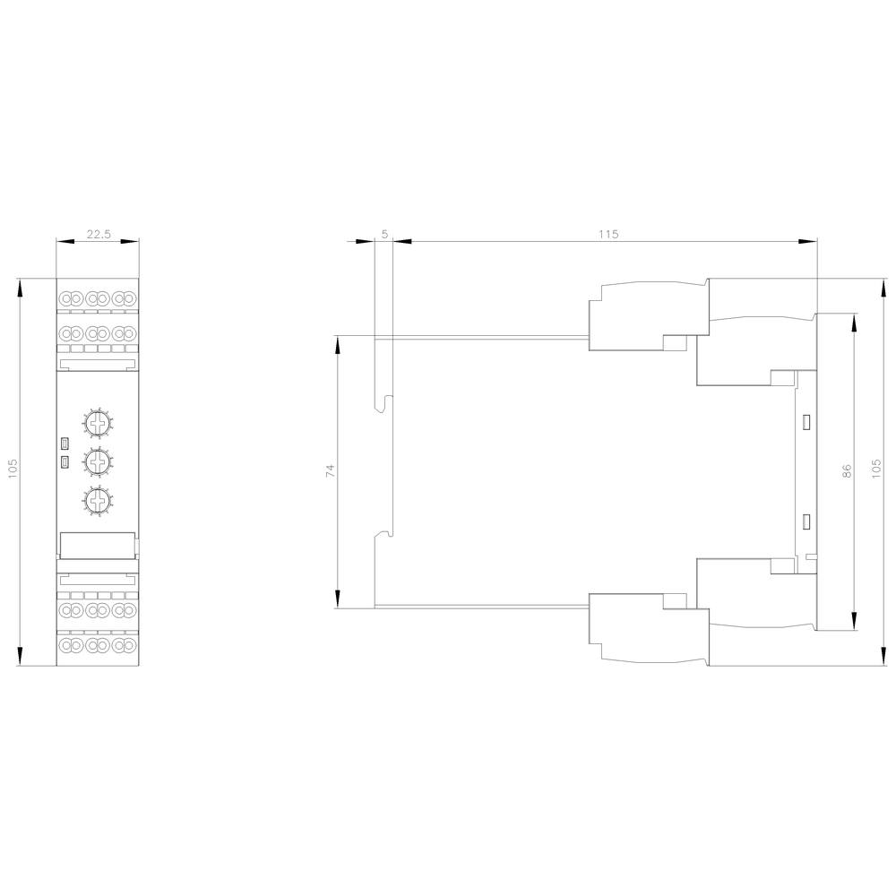 Softstartér 22,5 mm, 3A, 1,1kW/400V, 40 stupňů, AC200-400V, AC/DC 24-230V