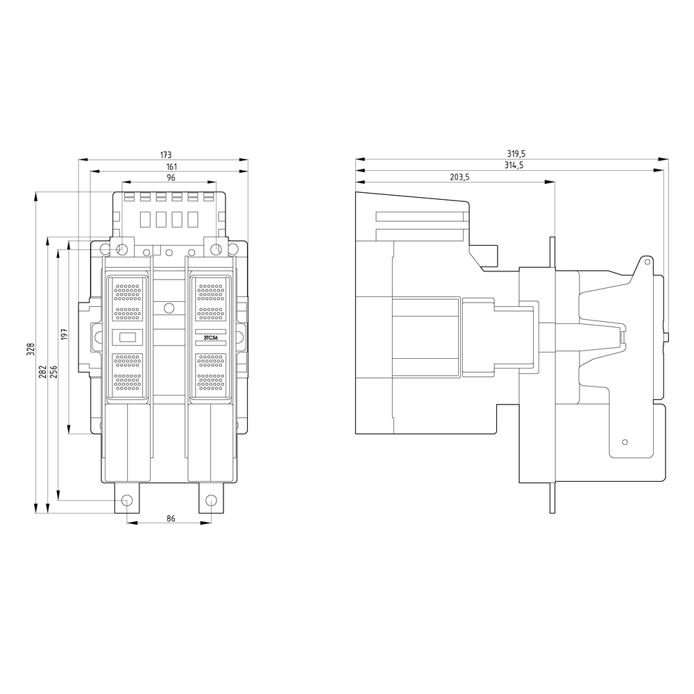 Stykač konstrukční velikost 12, 2pól., DC-3 a 5, 400A při 750V pomocné kontakty 21 (2NO+1 NC)