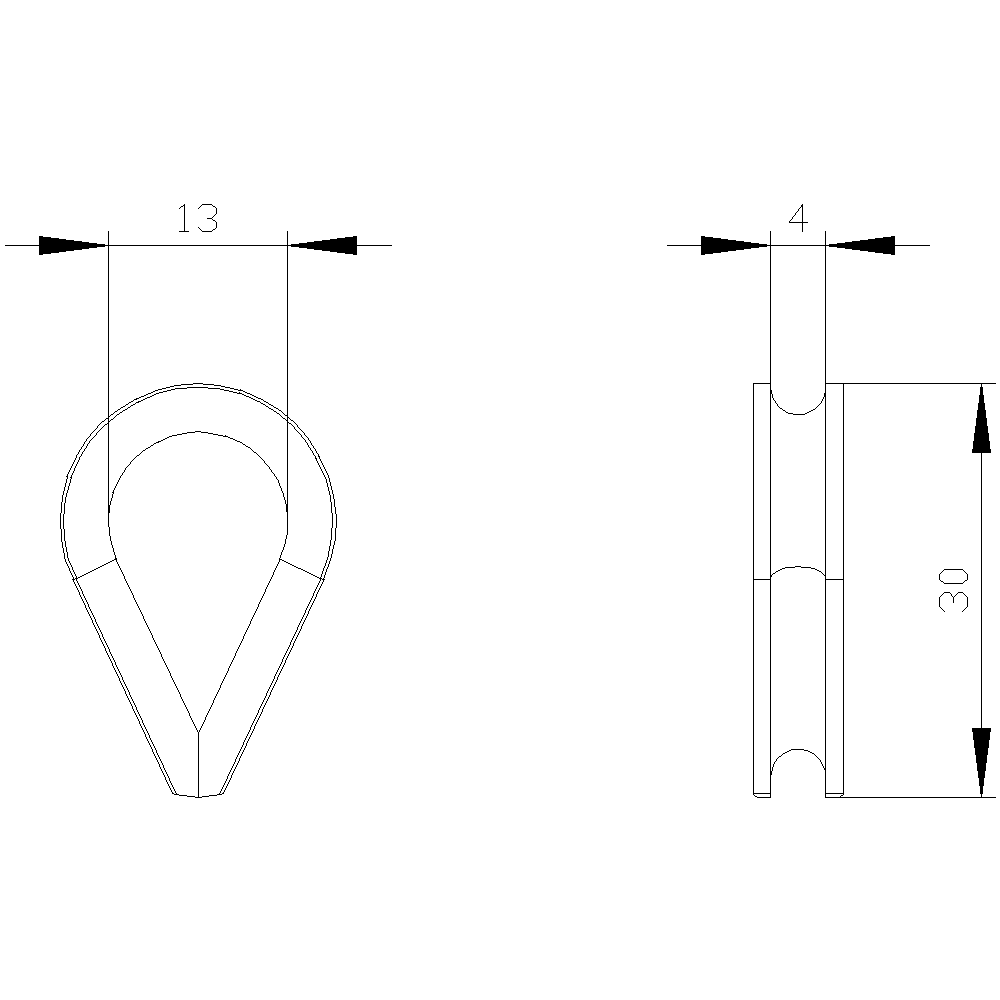 Lanková očnice, 4 mm, obal v sadě (4 ks)