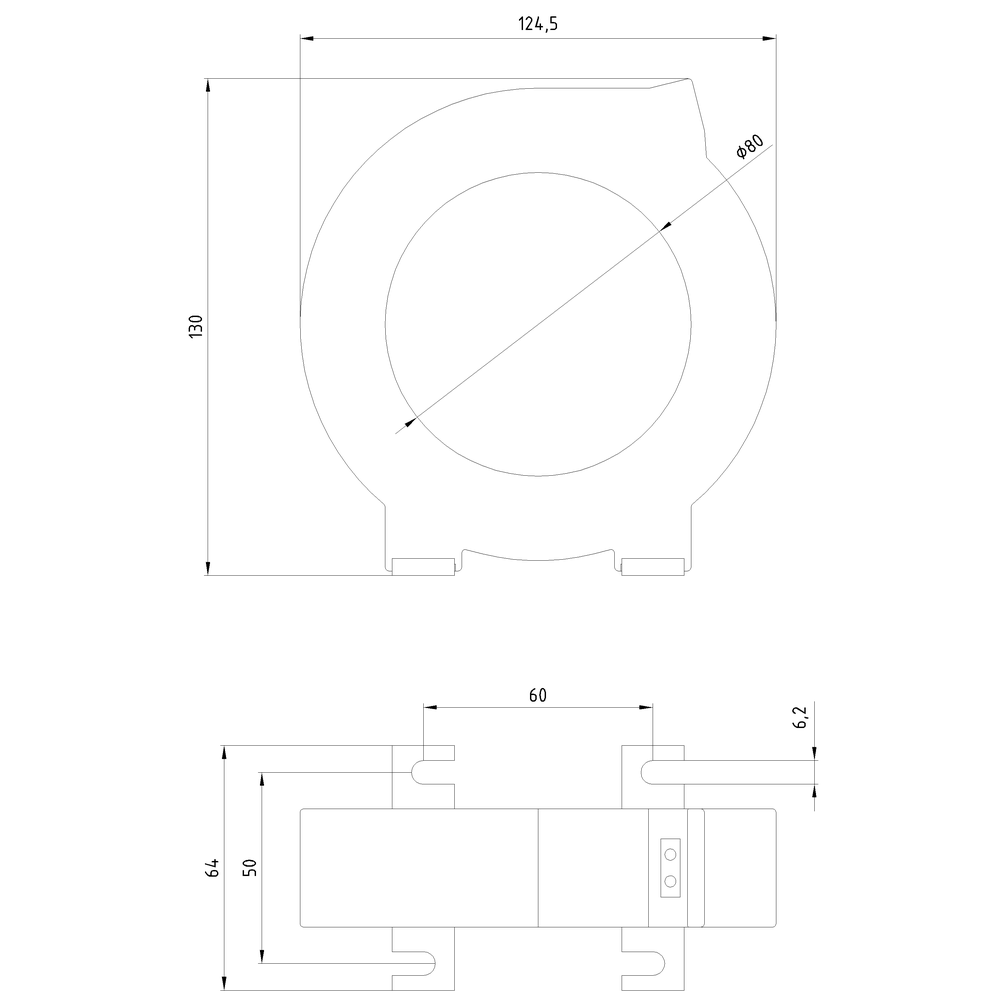 Součtový transformátor proudu pro monitorování chybových proudů, otvor průměr 80 mm,