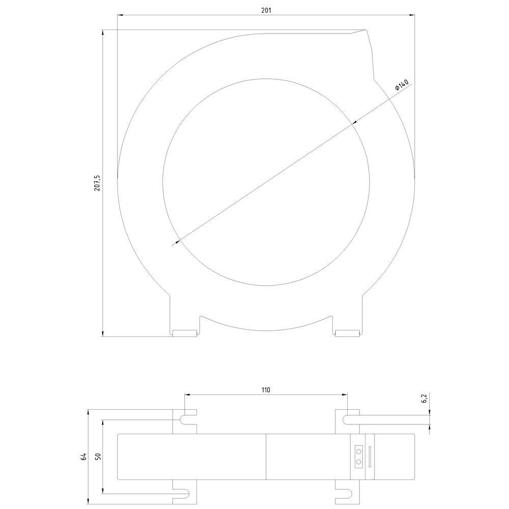 Součtový transformátor proudu pro monitorování chybových proudů, otvor průměr 140 mm,
