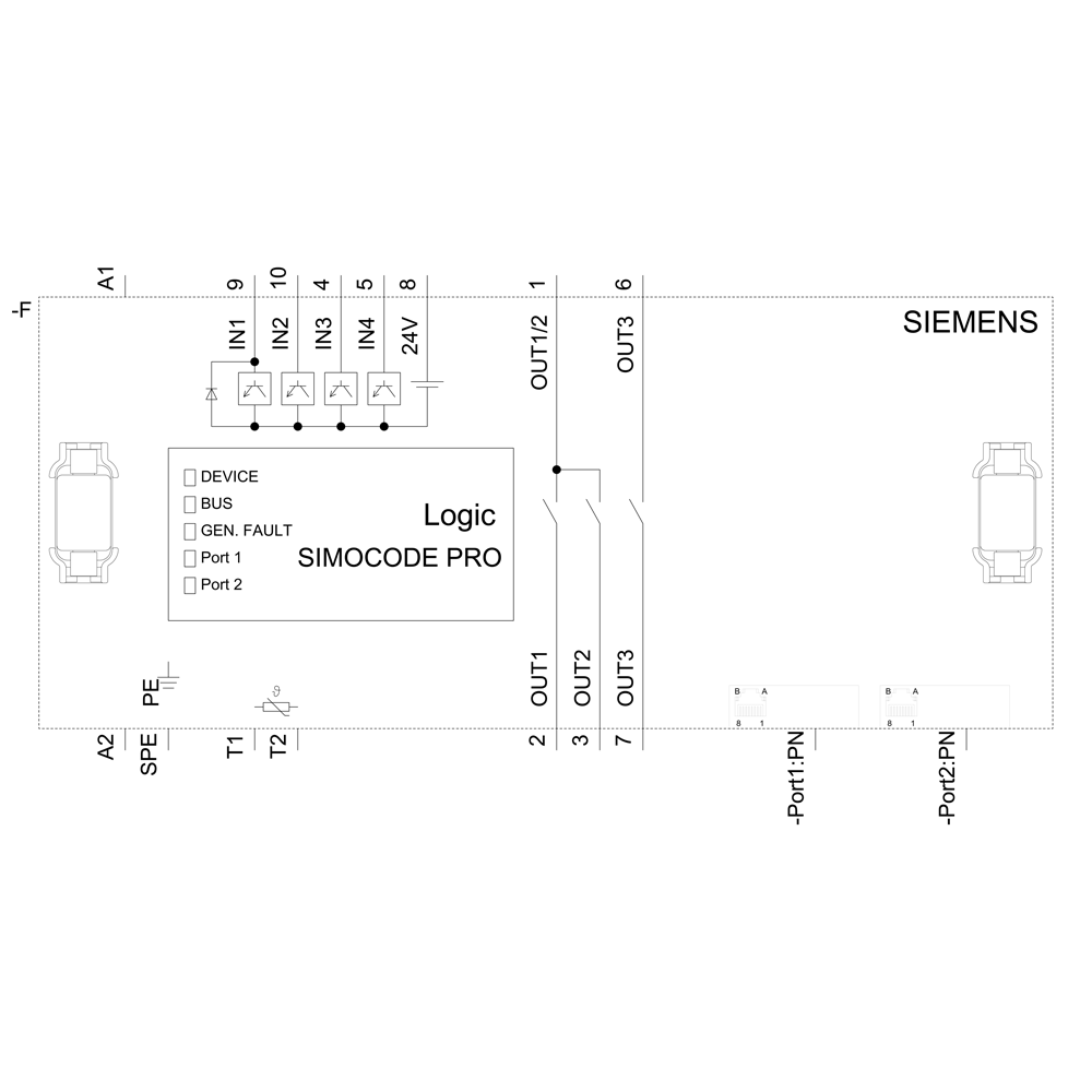 3UF7011-1AB00-0 Základní přístroj 3 SIMOCODE pro V PN Ethernet/PROFINET IO, OPC UA server/webserver