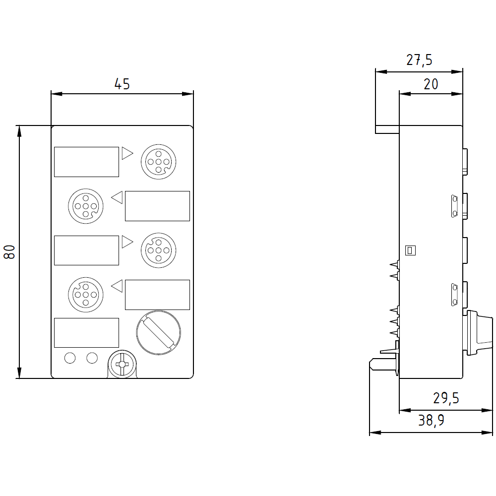 AS-Interface kompaktní modul K45, IP67, A/B-Slave