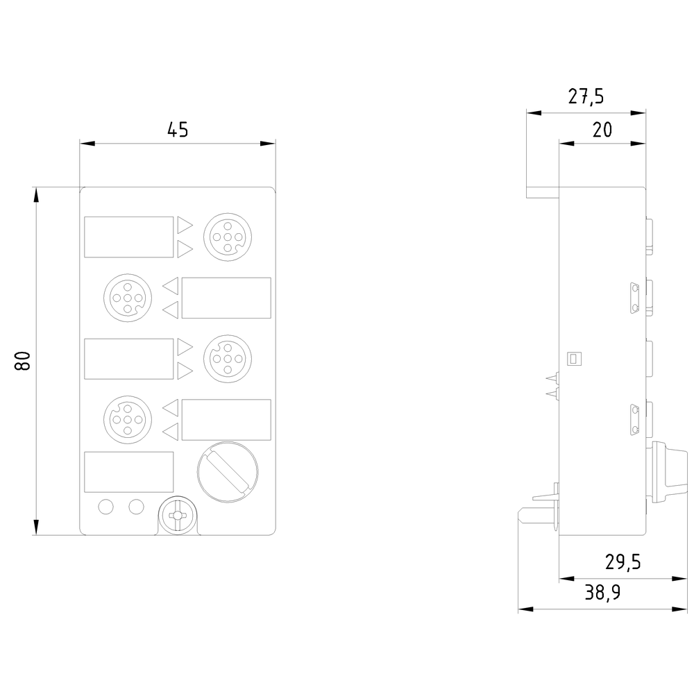 3RK2200-0DQ20-0AA3 AS-Interface kompaktní modul K45A/B-Slave IP67, digitální, 8 vstupů