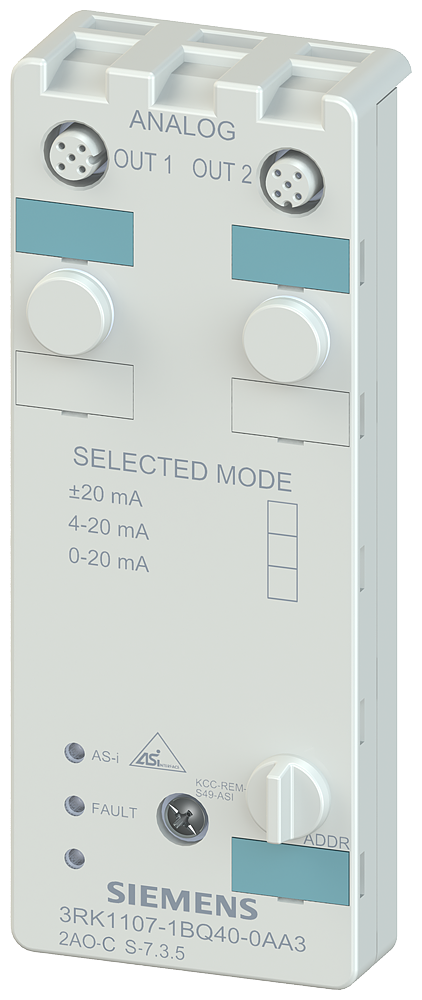 AS-I kompaktní modul, IP67 analog, 2AA, číselný formát S7, 2x1 výstup (M12), 4-20mA