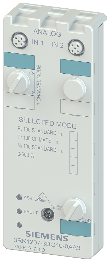 AS-I kompaktní modul, IP67 analogový, 2AE, číselný formát S7 2x vstup (M12), PT100 LIN.