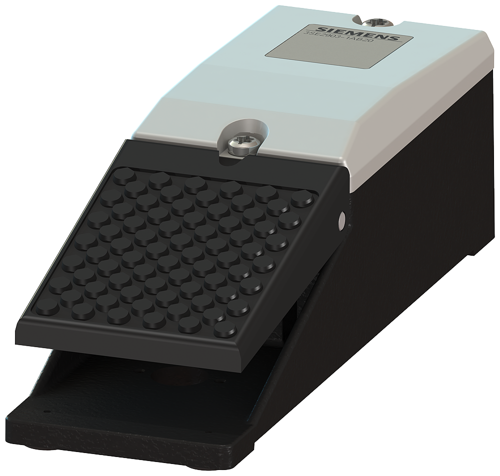 3SE2902-0AB20 Nožní tlačítko jednopedálové, připojení kabelu, kovový kryt IP65, 1 NO + 1 NC