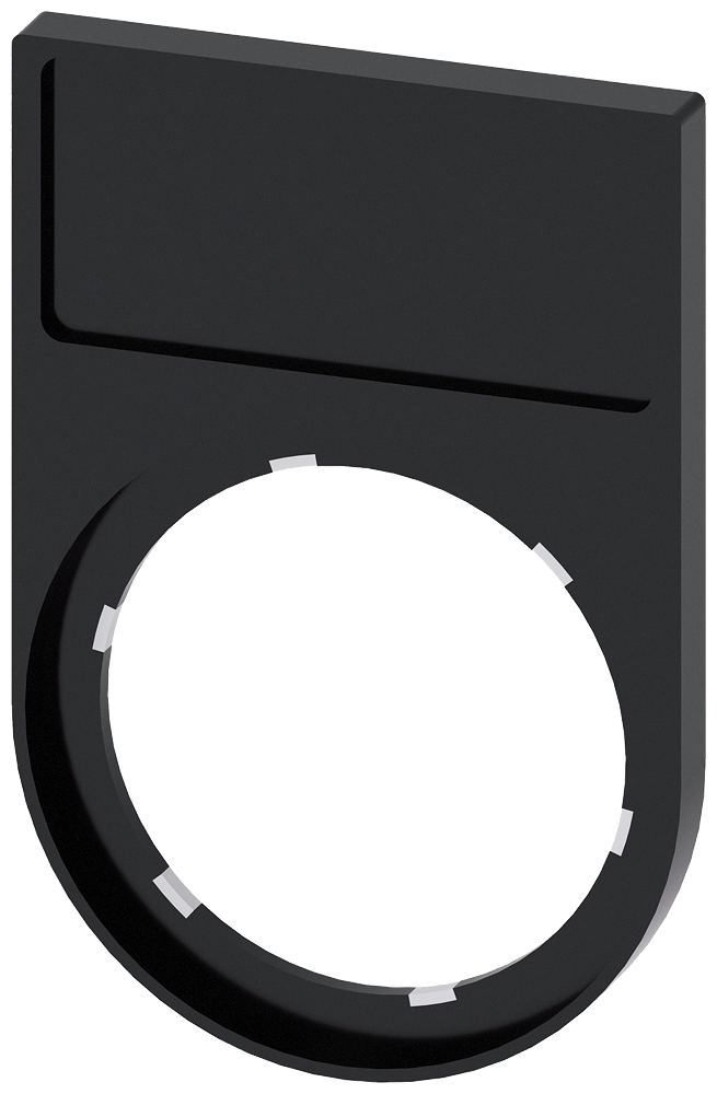 Držák štítku, plochý, zaoblený, černá barva, pro popisný štítek 12,5 x 27 mm