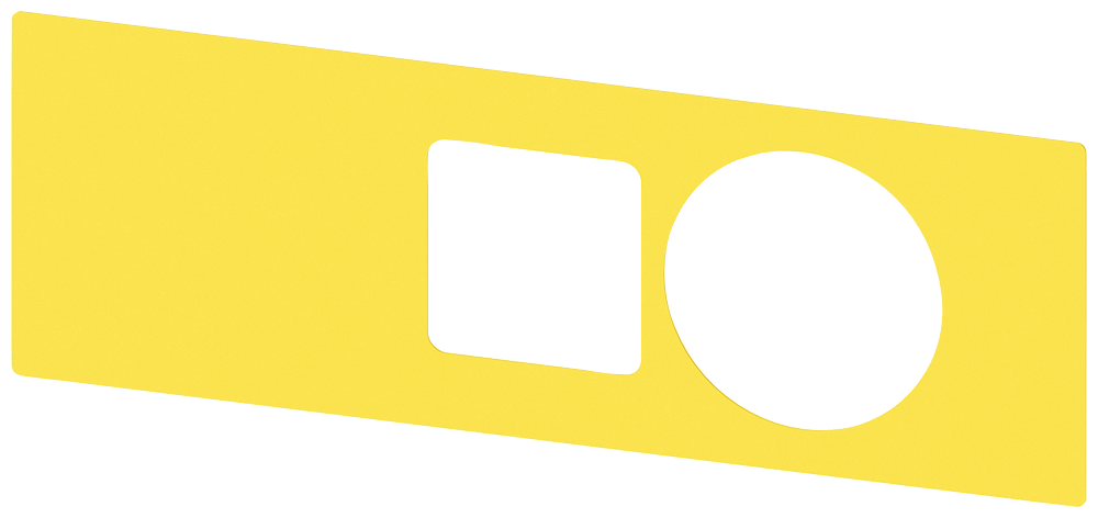 Podkladový štítek pro hřibové tlačítko nouzového vypnutí v krytu, žlutá barva