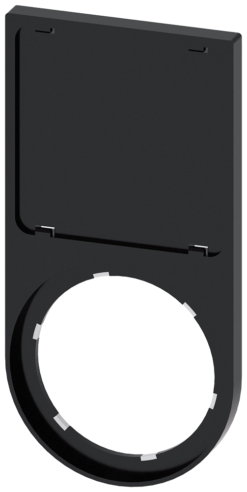 Držák štítku, plochý, zaoblený, černá barva, pro popisný štítek 27 x 27 mm