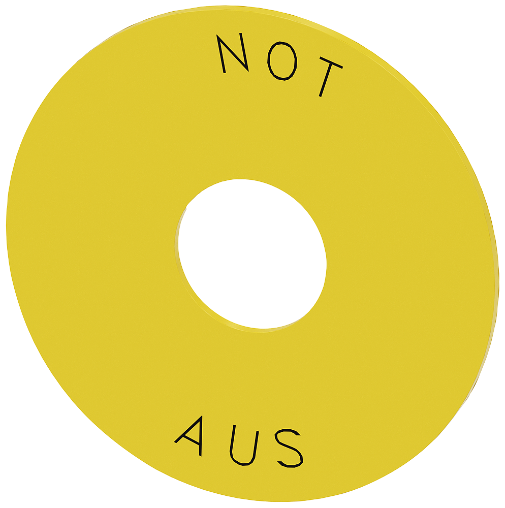 Podložka pro nouzové zastavení, žlutá barva, nouzové vypnutí, vnější průměr 75 mm, vnitřní průměr 22,5 mm