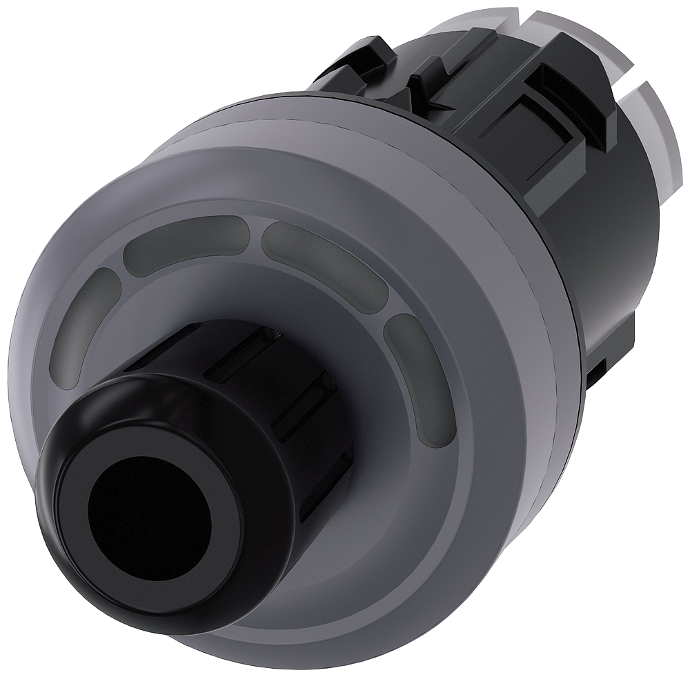 ID key-operated switch. 22 mm. round. plastic with metal front ring. black. RFID. 4 switch positions O-I-II-III. actuating angle 3x45 . without ID key. Z=50-unit packaging