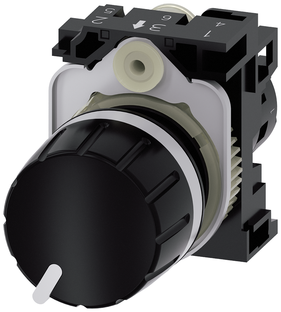 Potenciometr, 22 mm, kulatý, plast, černá barva, 4,7 kOhm, s držákem