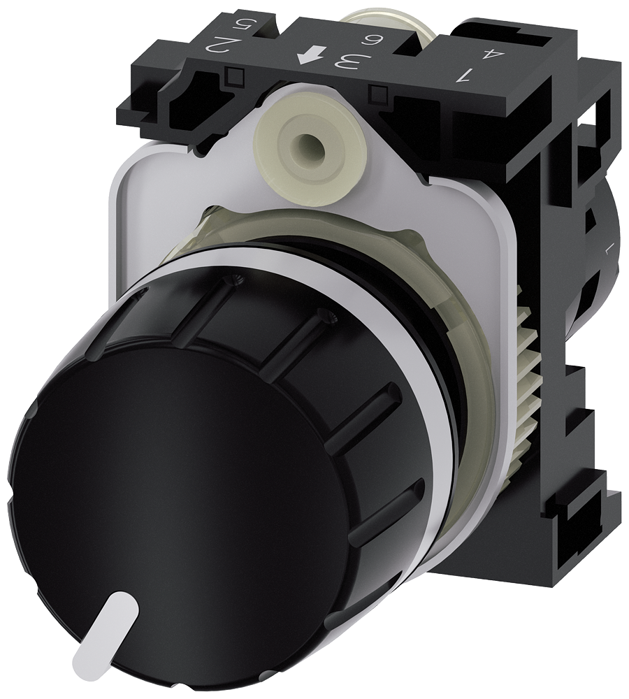 Potenciometr, 22 mm, kulatý, plast, černá barva, 47 kOhm, s držákem