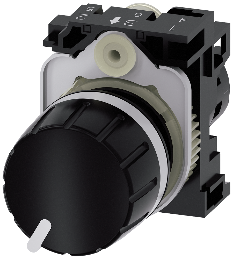 Potenciometr, 22 mm, kulatý, plast, černá barva, 100 kOhm, s držákem