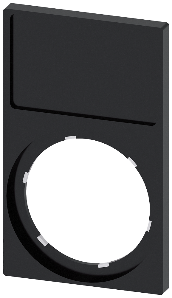 Držák štítku, rámeček dole obdélníkový, černá barva, pro popisný štítek 17,5 x 27 mm