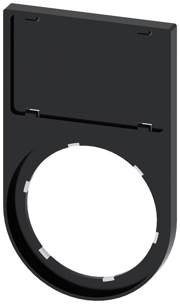 Držák štítku, plochý, zaoblený, černá barva, pro popisný štítek 17,5 x 27 mm