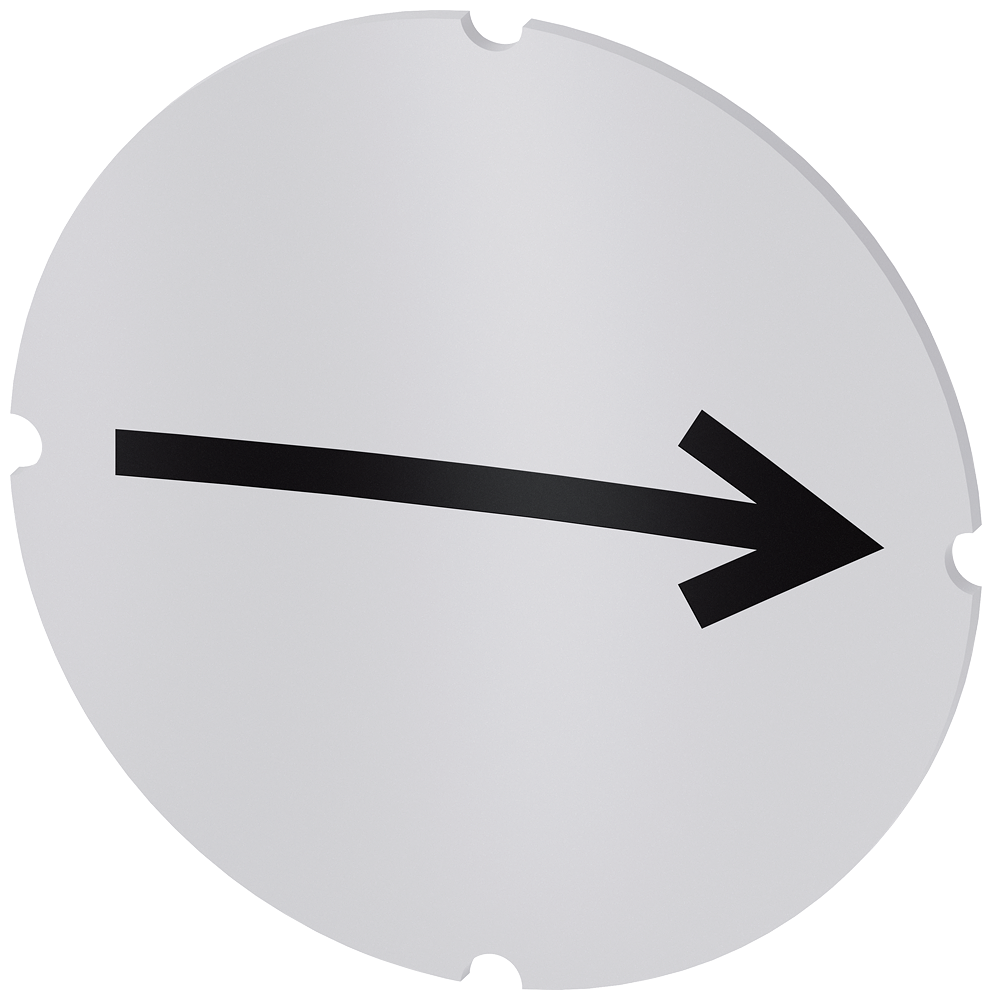 Vložený štítek pro prosvětlené tlačítko, kulatý, mléčná barva, symbol: směr šipky doprava