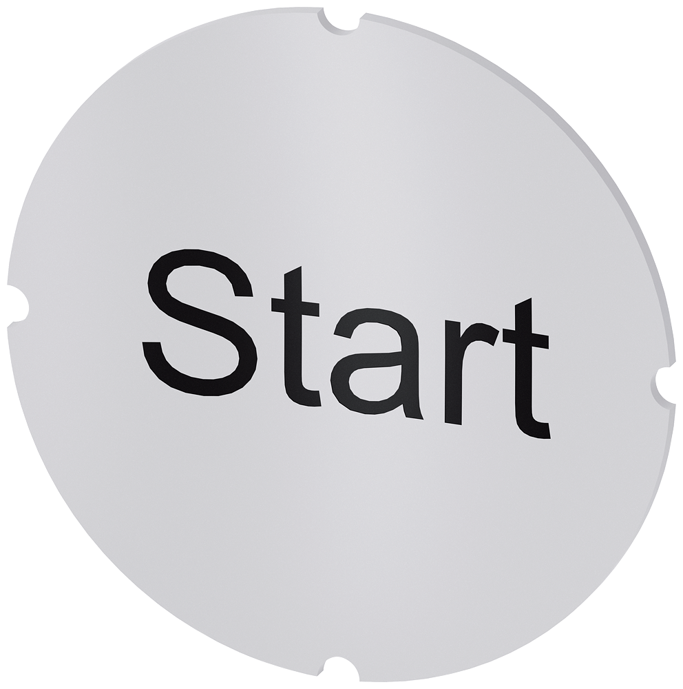 Vložený štítek pro prosvětlené tlačítko, kulatý, mléčná barva, popisek: START