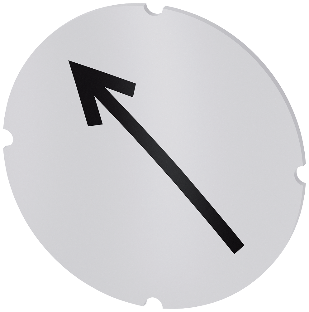 Vložený štítek pro prosvětlené tlačítko, kulatý, mléčná barva, symbol: směr šipky