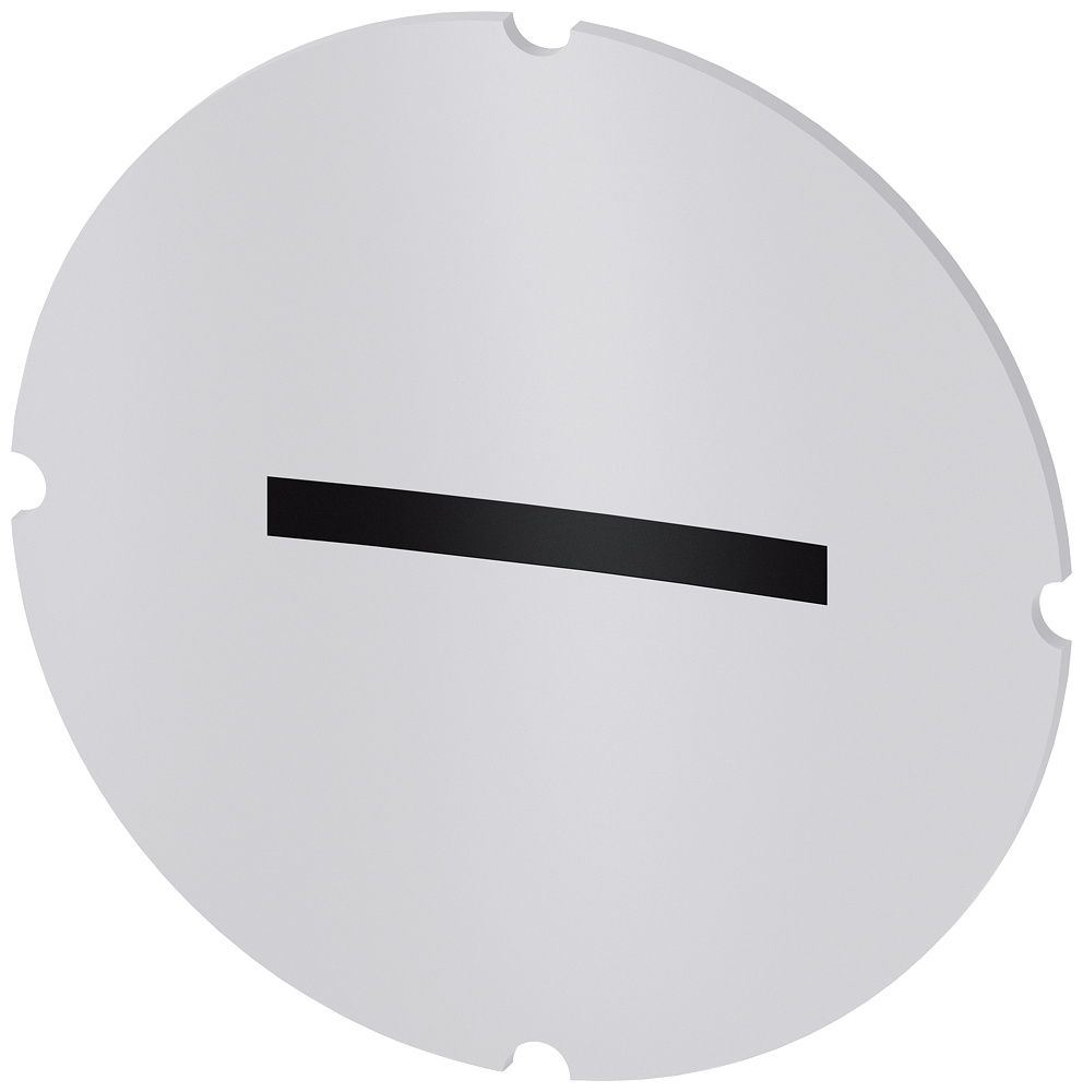 Vložený štítek pro prosvětlené tlačítko, kulatý, mléčná barva, symbol: pokles, minus