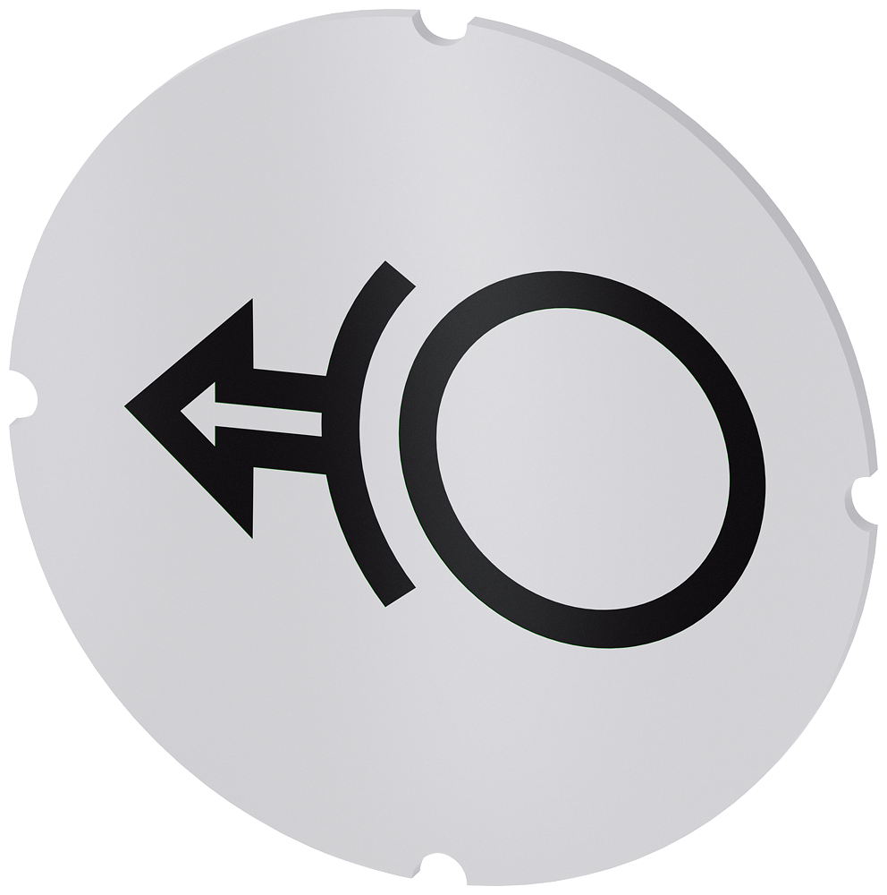 Vložený štítek pro prosvětlené tlačítko, kulatý, mléčná barva, symbol: odbrzdit