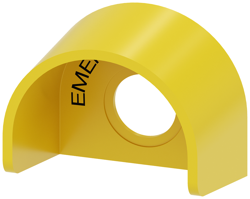 Ochranný kroužek pro hřibové tlačítko nouzového vypnutí, žlutá barva, plast