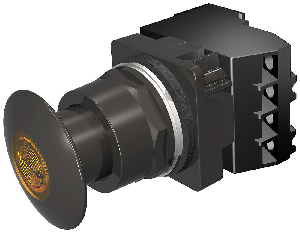 PP2,4X,MTD,XFMR 480V,BLK-AMB,1NO-1NC,LED