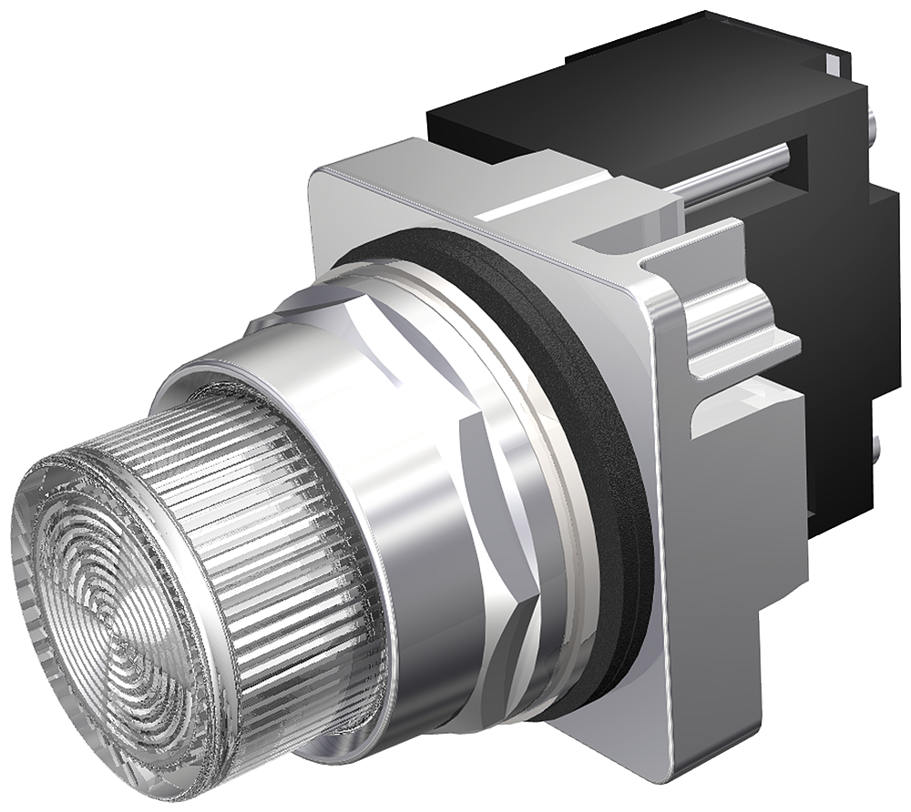 30mm Command/52, Chrome Finish Heavy Duty,Watertight/Oiltight Complete Metal Unit Illuminated Indicator Light Transformer type, 600V AC Incandescent Lamp, BA9sPlastic Lens, Clear UL Listed, CSA Certified NEMA 1,3,3R,4,4X,12,13 ( & ) Automotive Standards