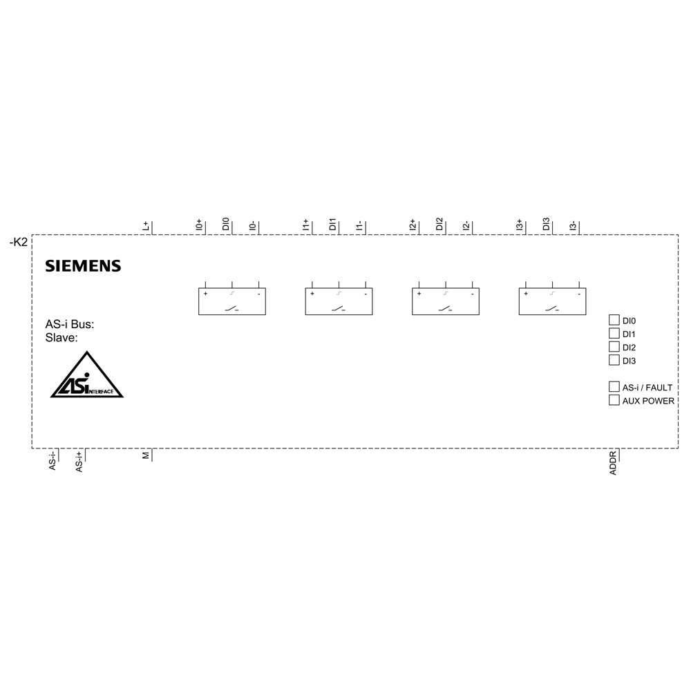 AS-i SlimLine Compact modul A/B-Slave 4DI, IP20 4x vstup 3vodičový senzor 22,5 mm