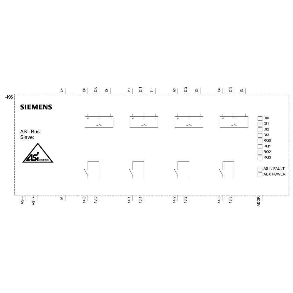 AS-i SlimLine Compact modul A/B-Slave 4DI/4RQ, IP20 4x vstup 3vodičový senzor