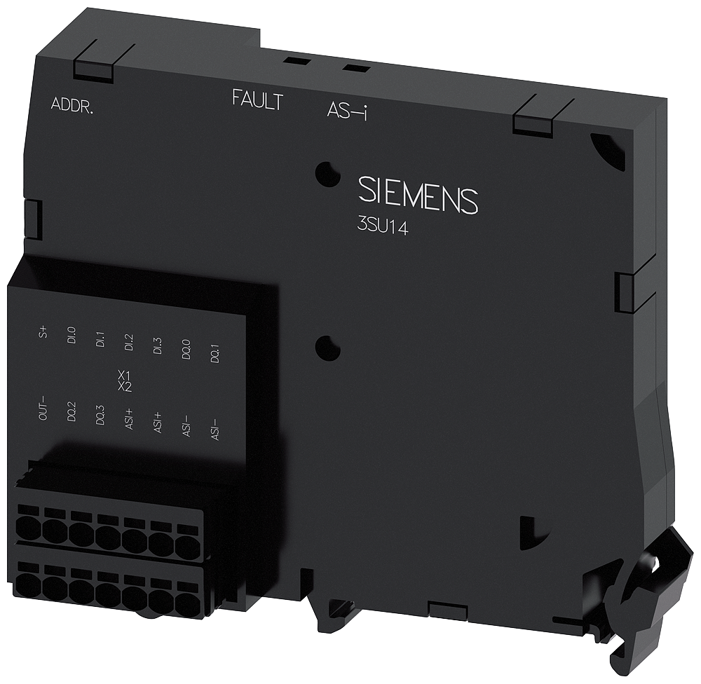 AS-INTERFACE MODULE. 4 INPUTS AND 4 OUTPUTS. BLACK. SPRING-TYPE TERMINAL (Push-in). FOR INPUT/OUTPUT. FOR FRONT PLATE MOUNTING