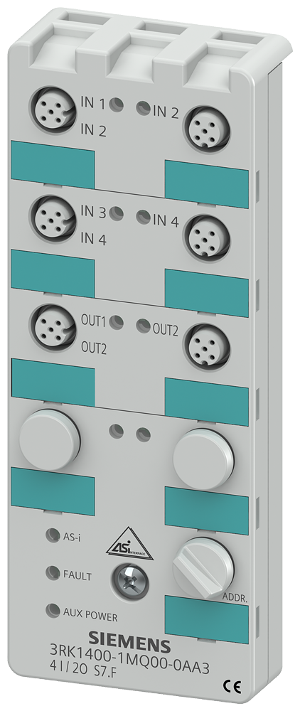 AS-I kompaktní modul K60, digitální, 4E/2A, IP67, 4x1 vstup, max. 200mA, PNP
