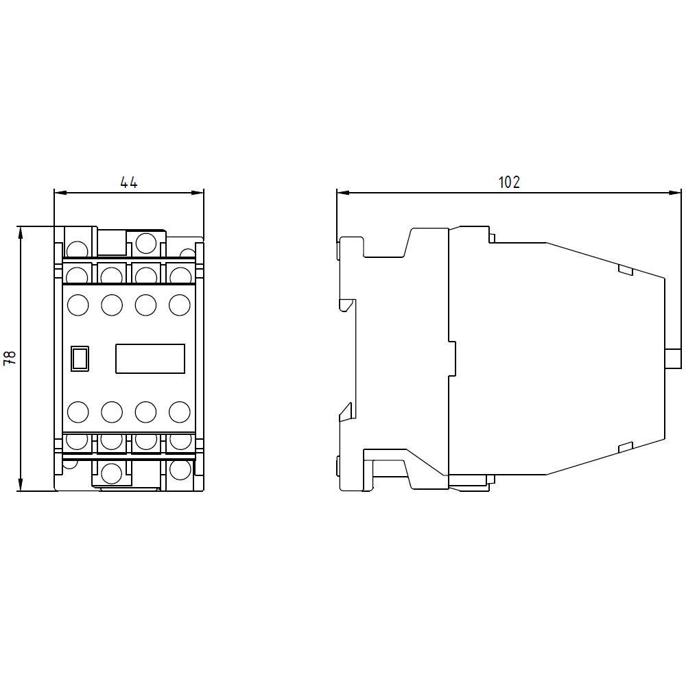 Pomocný stykač 44E, 4 NO + 4 NC, ovládání AC AC110V AC132V