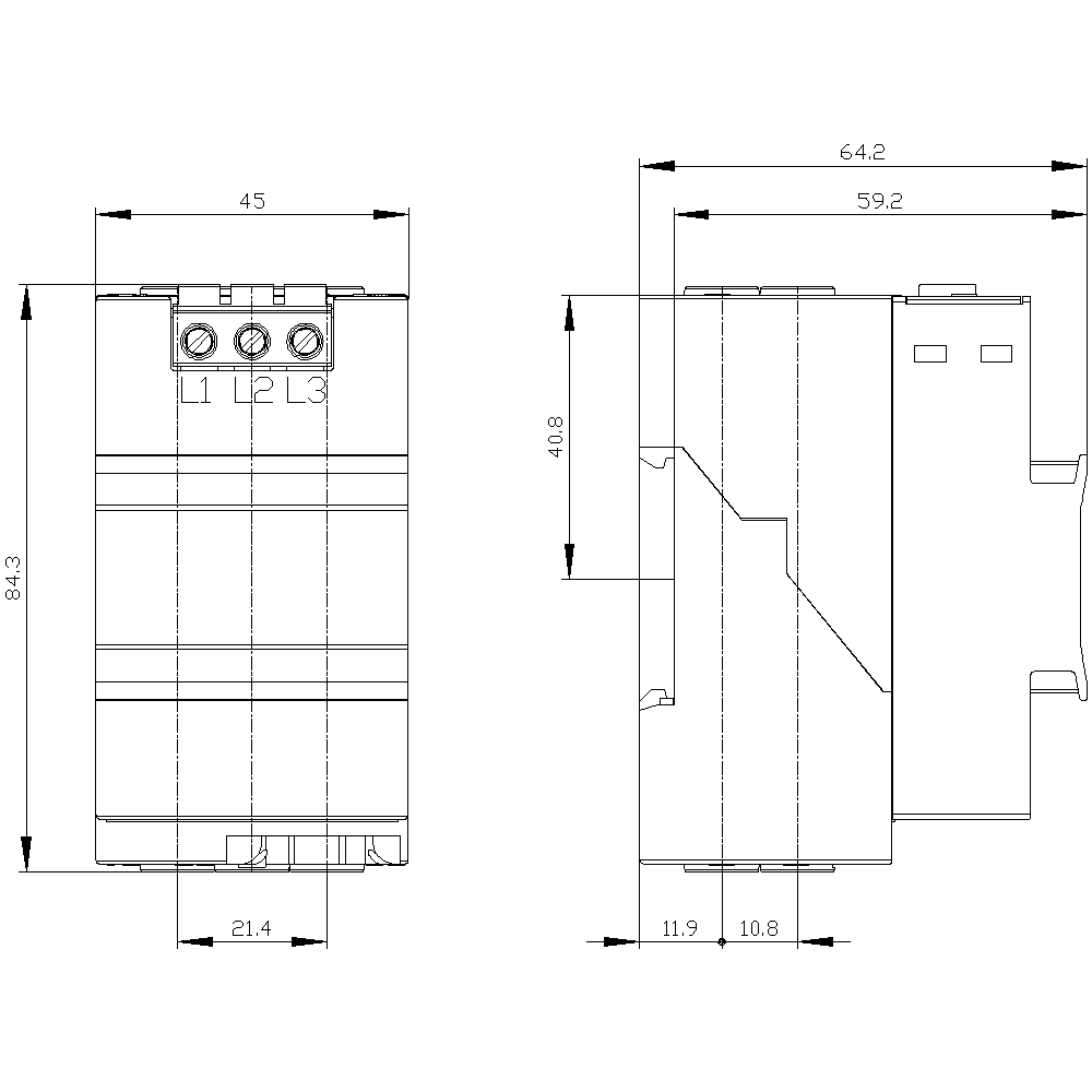 Měřicí modul proudu/napětí V2, 3-40A, konstrukční šířka 45 mm, průvlečný měřicí transformátor