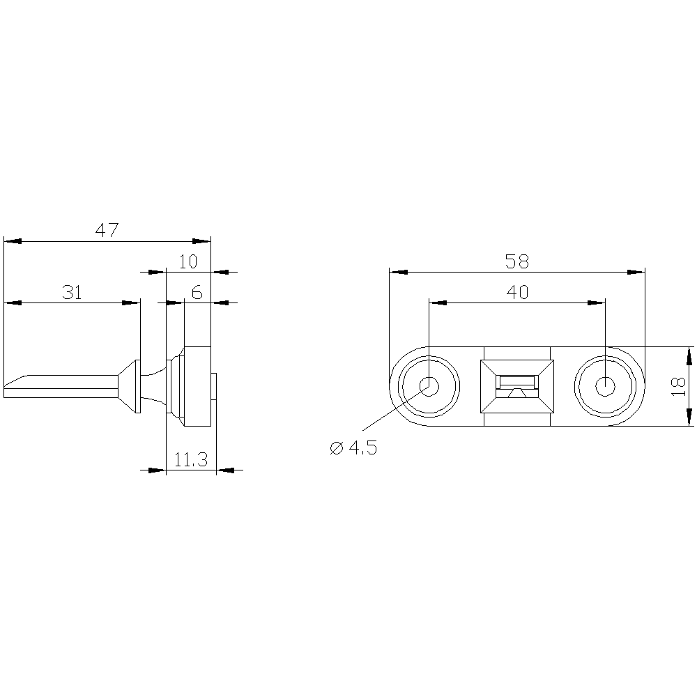 Nerezový ovladač s příčným upevněním pro bezpečnostní kolébkový přepínač
