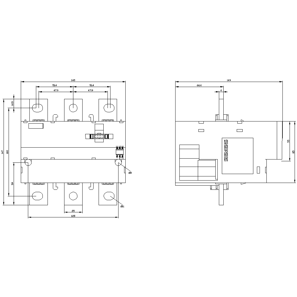Měřicí transformátor proudu 63-630A pro 3RB22/23/24 S10/S12 montáž na stykač/samostatná instalace