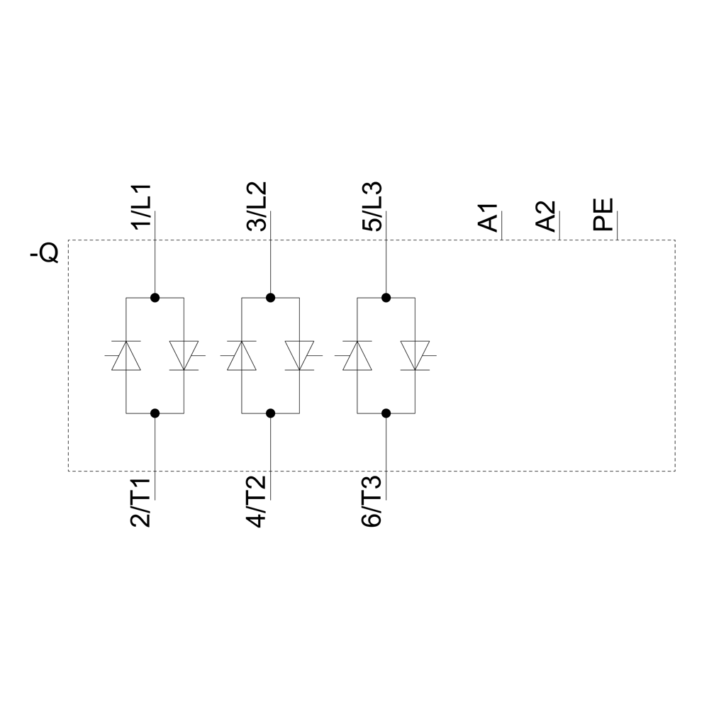 3RF2440-1AC55 Polovodičový stykač 3RF2, 3fázový AC51 40A 48-600V/230V AC3 řízené fáze