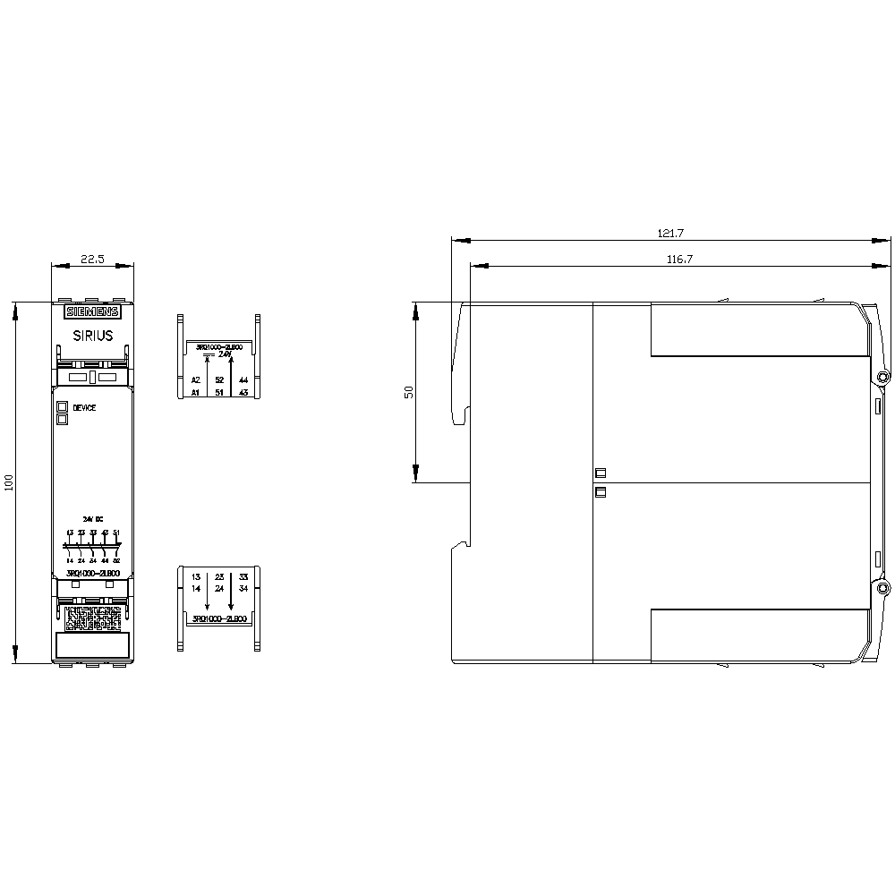 Csatolórelé keskeny aljzattal 6A 4z 1ny rugószorításos 24VDC monostabil IP20 LED SIRIUS SIEMENS