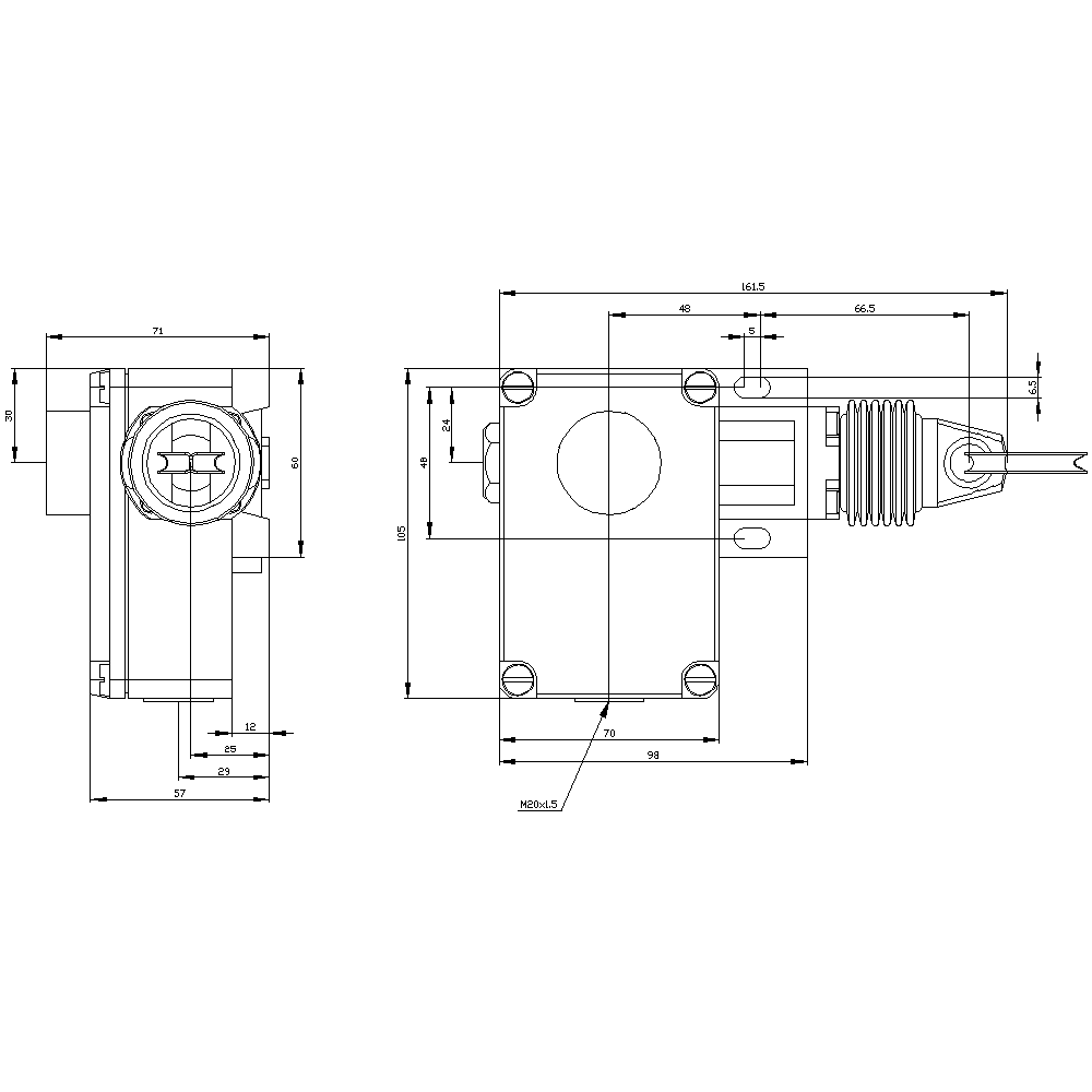 SIRIUS lankový spínač kovové těleso, 1xM20x1,5 2 NC, zajištění dle EN ISO 13850