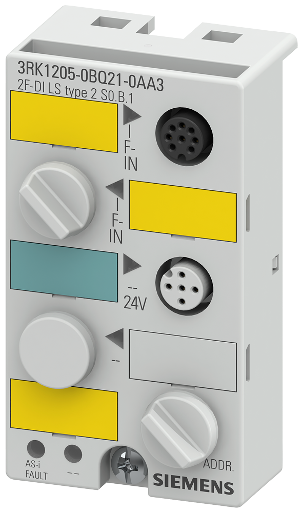 ASIsafe compact module K45F LS Type 2 (light sensor) for testing semiconductor output Sensor supply from AS-i Maximum current carrying capacity 200 mA Mounting plate 3RK1901-2EA00 or 3RK1901-2DA00 must be ordered separately by Siemens