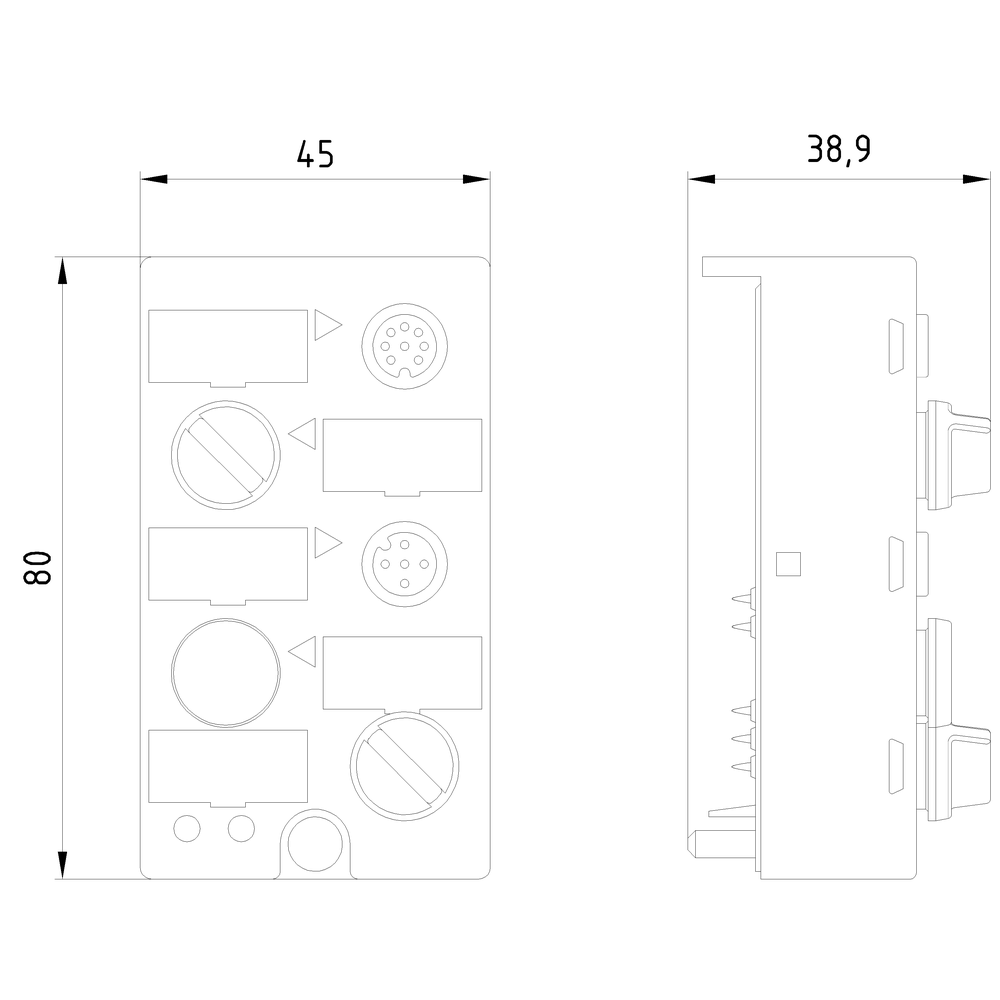 3RK1205-0BQ24-0AA3 ASIsafe kompaktní modul K45F LS typ 4 (Light Sensor) napájení senzoru z AS-I