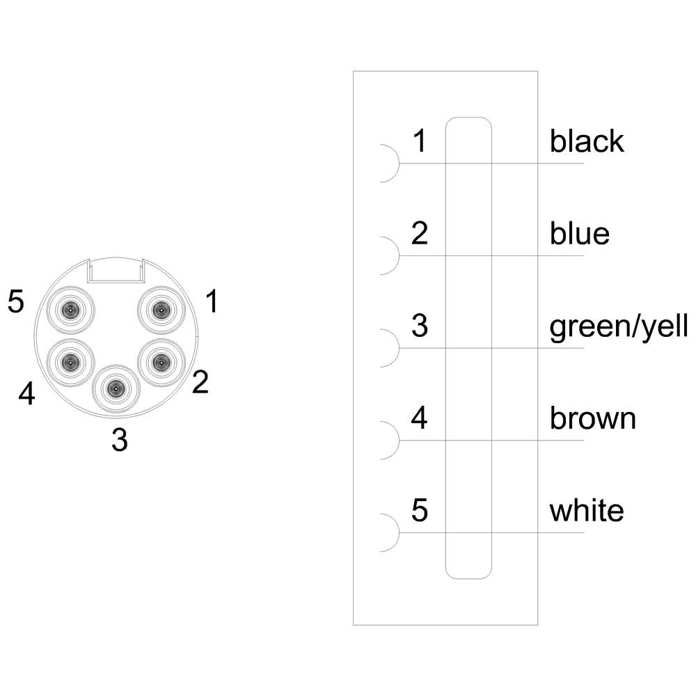 Napájecí kabel, 3 m, 1x7/8 zahnutý, 1,5 mm², zdířka, 5pól., 24 V