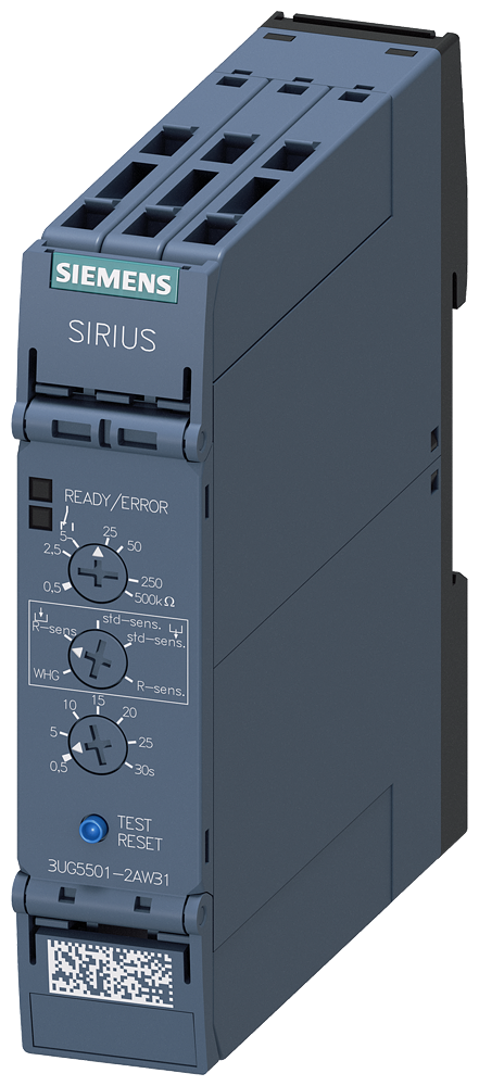 analog monitoring relay level monitoring resistance monitoring from 0.5 to 500 kohm overshoot and undershoot supply voltage 24 ... 240 V AC/DC by Siemens