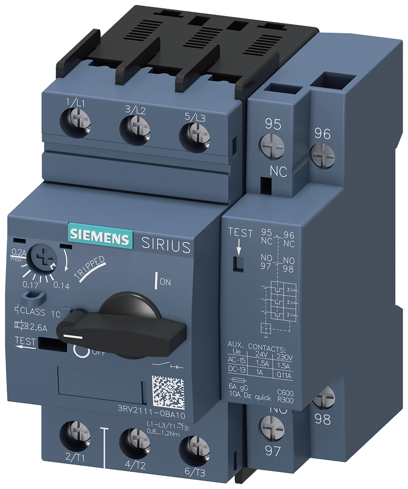 Siemens 3RV2111-0BA10 — SIRIUS 3RV2 motor starter protectors