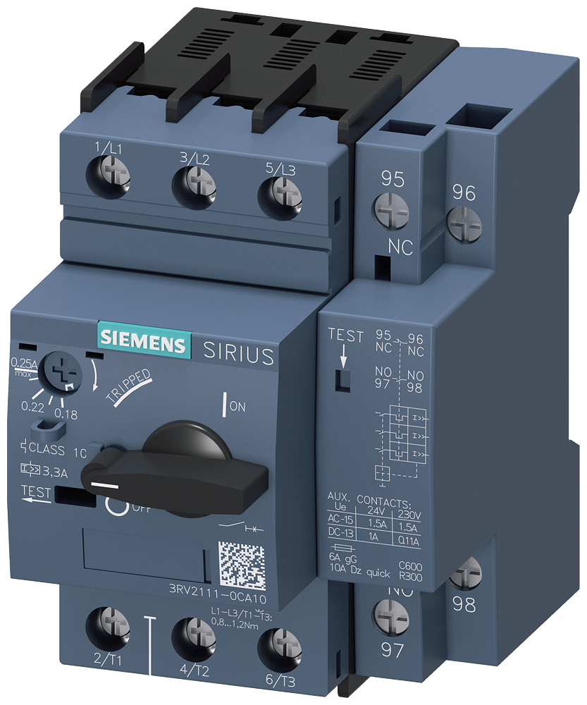 Siemens 3RV2111-0CA10 — SIRIUS 3RV2 motor starter protectors