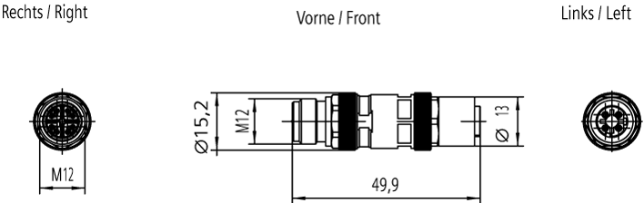 IE adapter M12-D/M12-X; Cat5e; M12 D-encoded pin to M12 X- encoded socket; for easy connection of M12 interfaces with D and X coding; 1 pack = 1 unit - Image 2